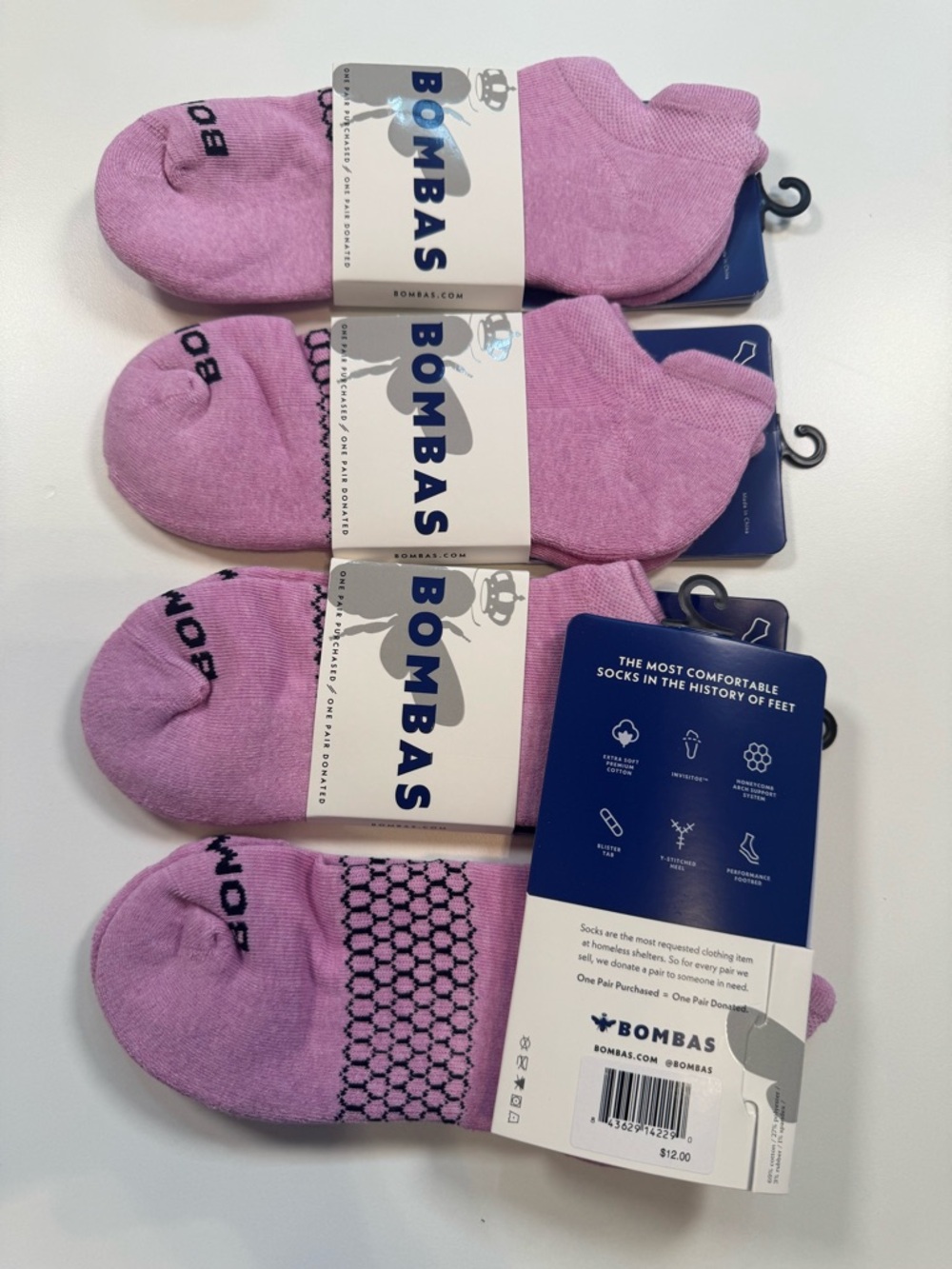 Bombas NWT Unisex 4PR total pink Size: Medium